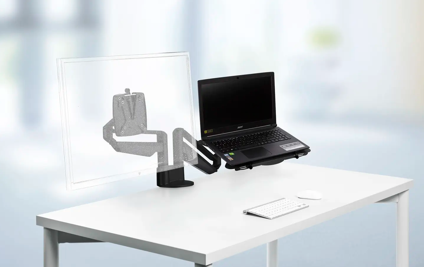 Dahle, DAHLE Clu Plus C, support Ecran et PC portable avec vérin à Gaz, Noir (990+4518+000)