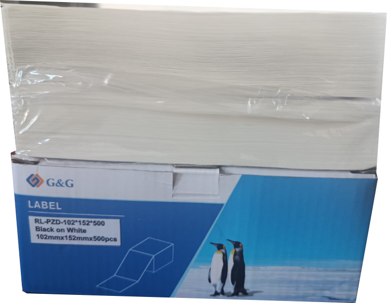 Photo: ROULEAU D'ETIQUETTES THERMIQUES POUR GG-D420 (RL-PZD-102*152*500-BK/WT) G&G